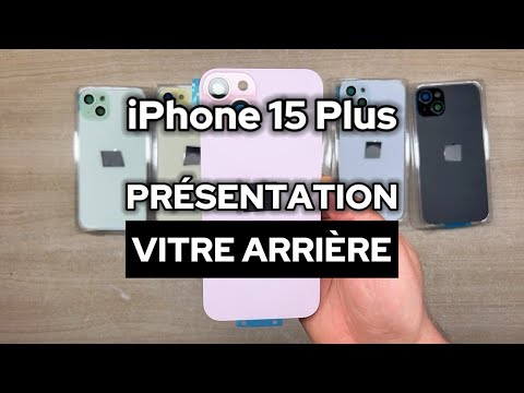 Vitre Arrière iPhone 15 Plus Noir Assemblée avec Logo