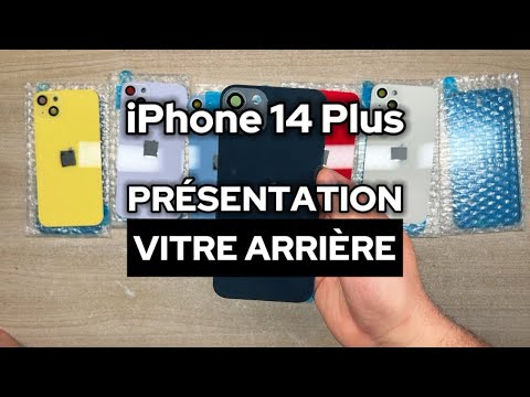 Vitre Arrière iPhone 14 Plus Noir Minuit Assemblée avec Logo