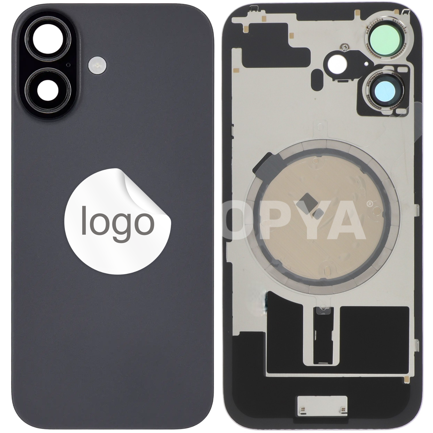 Vitre Arrière iPhone 17 Noir Assemblée avec Logo