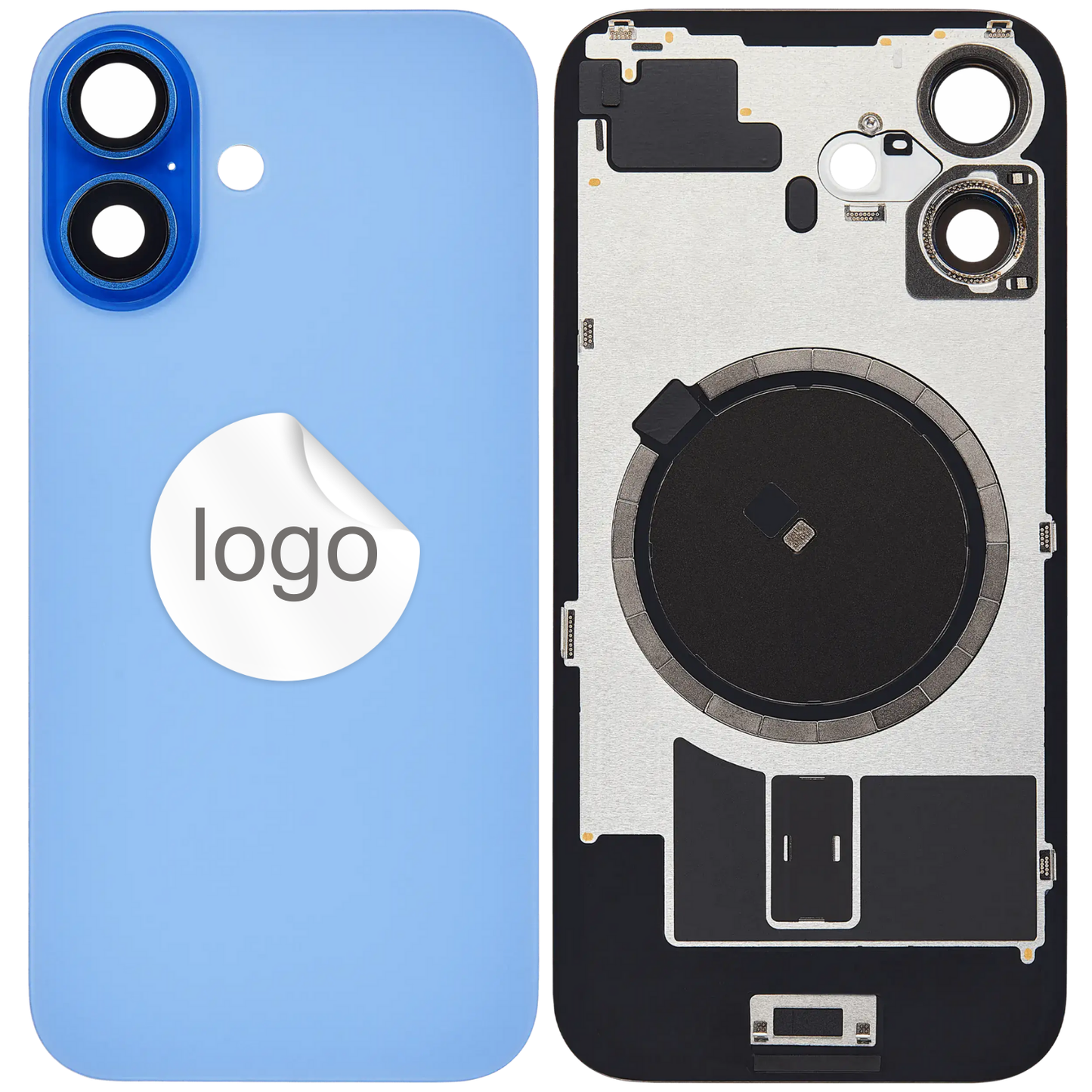 Vitre Arrière iPhone 16 Bleu Outremer Assemblée avec Logo