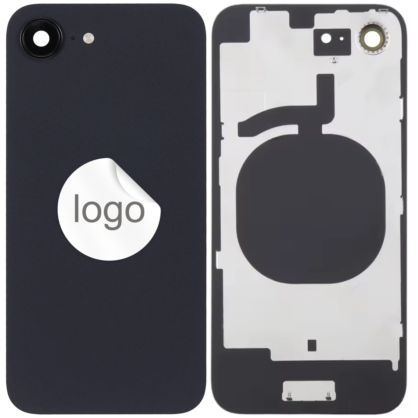 Vitre Arrière iPhone 16e Noir Assemblée avec Logo