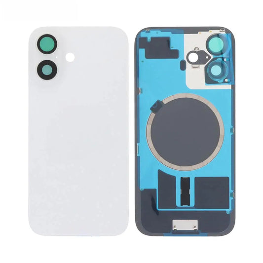Vitre Arrière iPhone 16 Blanc Assemblée avec Logo