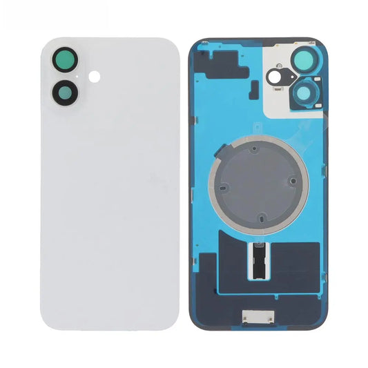 Vitre Arrière iPhone 16 Plus Blanc Assemblée avec Logo