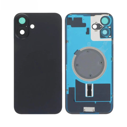 Vitre Arrière iPhone 16 Plus Noir Assemblée avec Logo