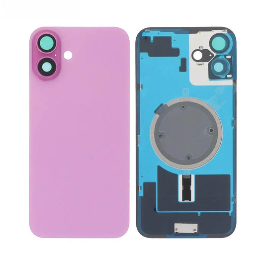 Vitre Arrière iPhone 16 Plus Rose Assemblée avec Logo