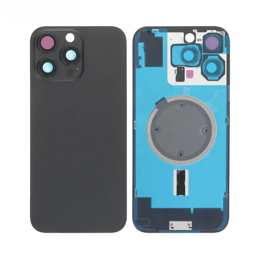 Vitre Arrière iPhone 16 Pro Max Titane Noir Assemblée avec Logo