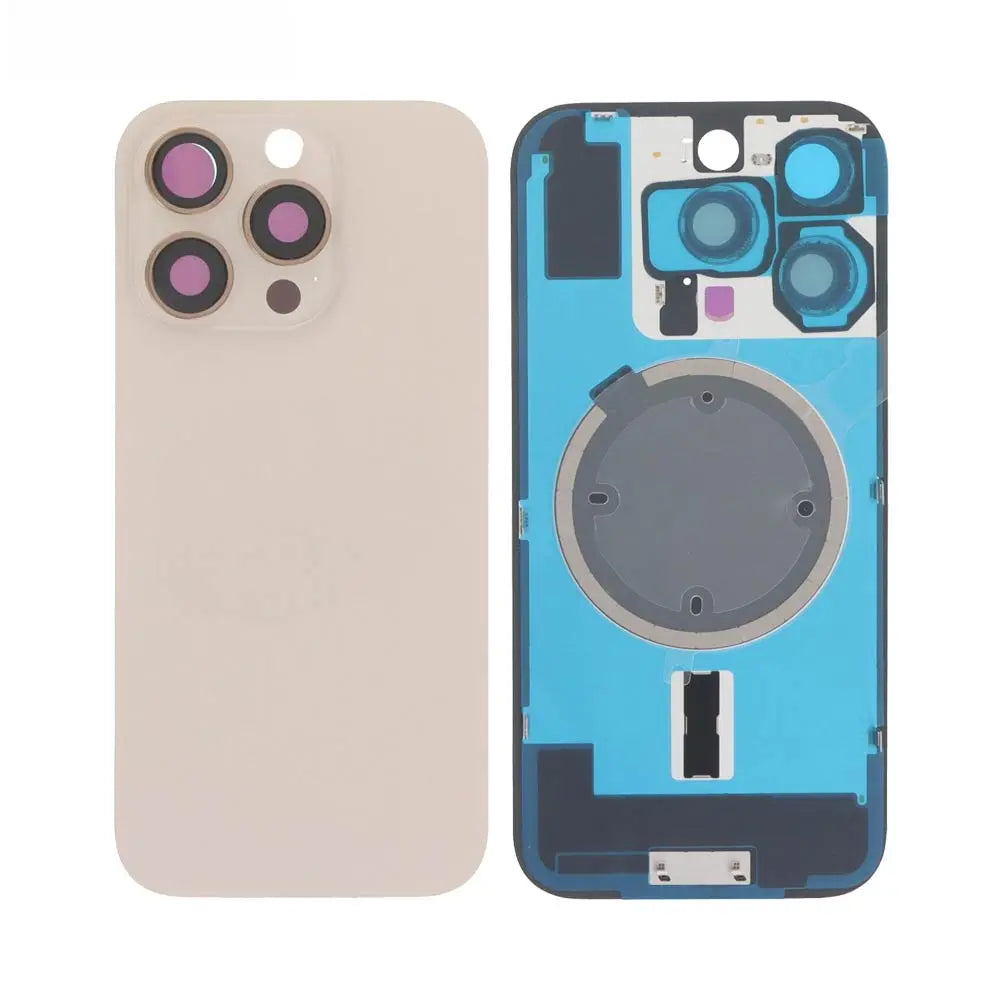 Vitre Arrière iPhone 16 Pro Titane Sable Assemblée avec Logo