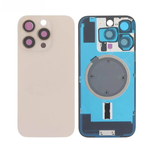 Vitre Arrière iPhone 16 Pro Titane Sable Assemblée avec Logo