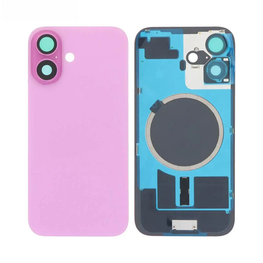 Vitre Arrière iPhone 16 Rose Assemblée avec Logo