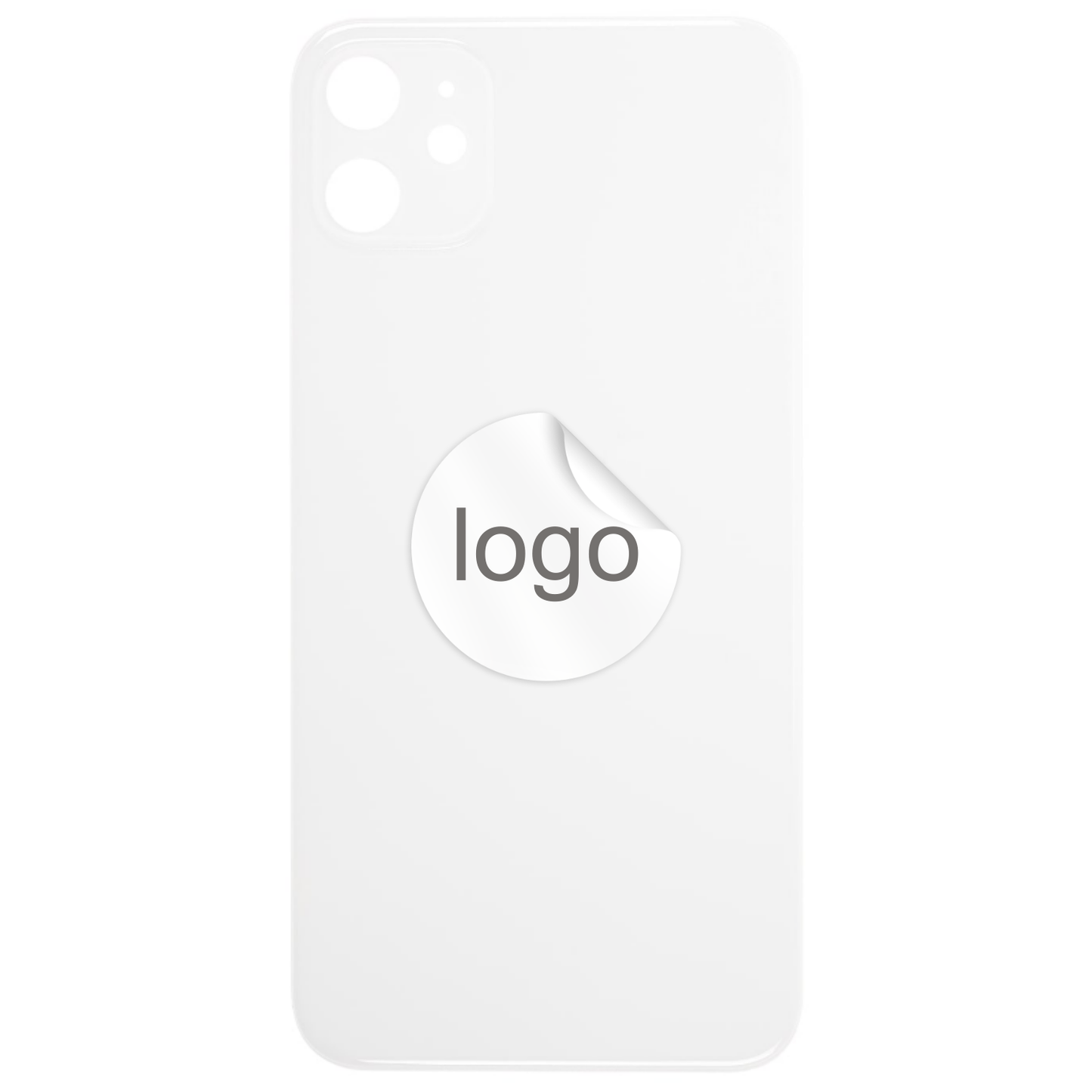 Vitre Arrière iPhone 11 Blanc (Grand Trou) avec Logo