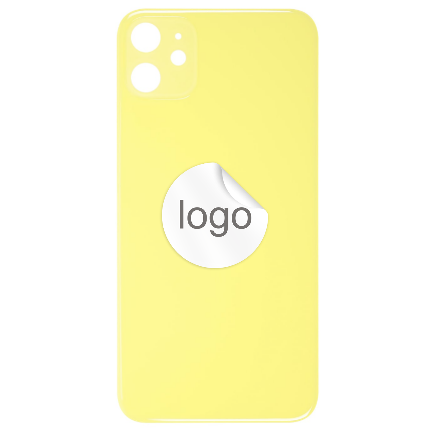 Vitre Arrière iPhone 11 Jaune (Grand Trou) avec Logo