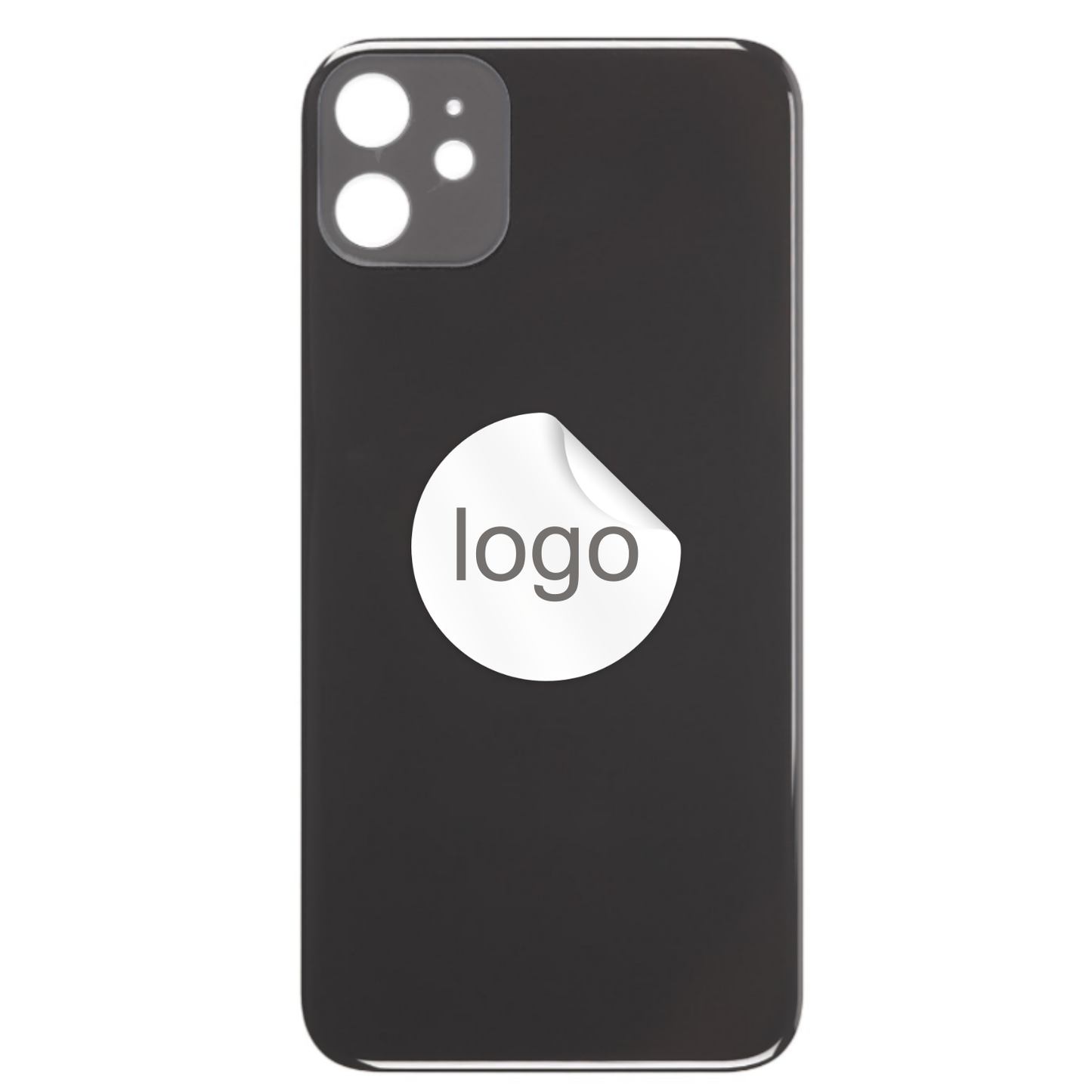 Vitre Arrière iPhone 11 Noir (Grand Trou) avec Logo