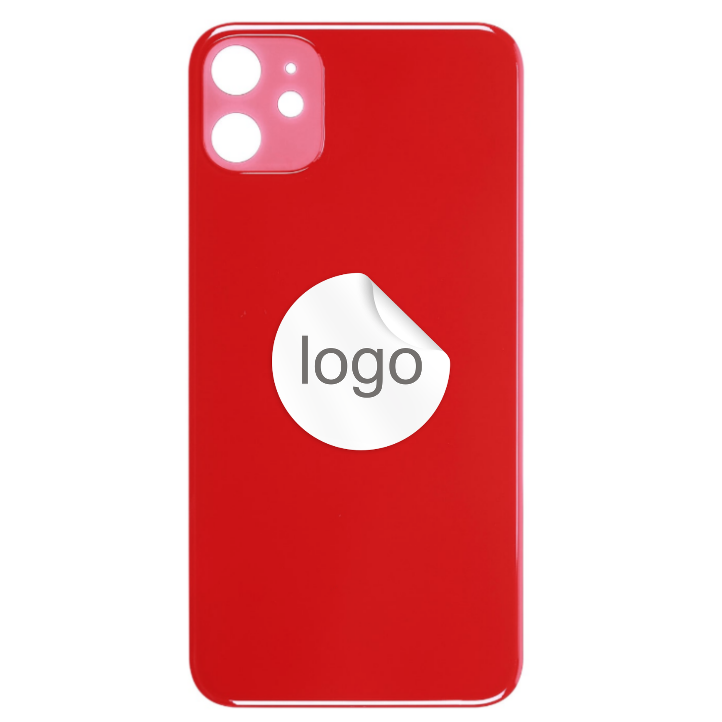 Vitre Arrière iPhone 11 Rouge (Grand Trou) avec Logo