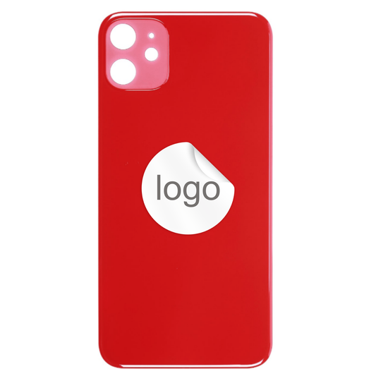 Vitre Arrière iPhone 11 Rouge (Grand Trou) avec Logo