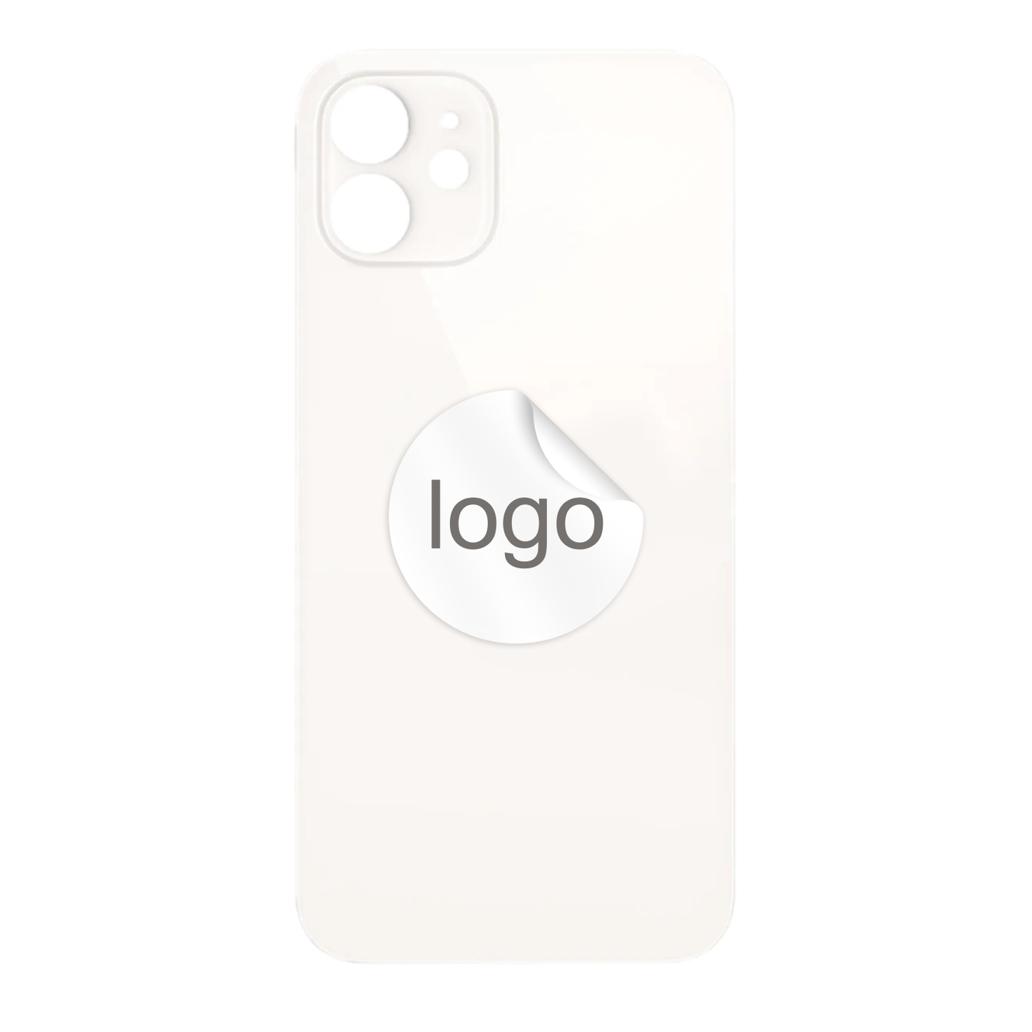 Vitre Arrière iPhone 12 Blanc (Grand Trou) avec Logo