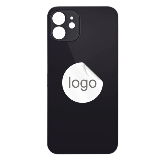 Vitre Arrière iPhone 12 Noir (Grand Trou) avec Logo