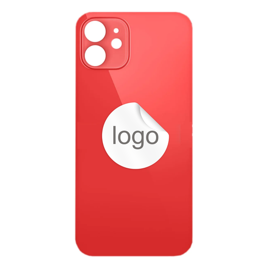 Vitre Arrière iPhone 12 Rouge (Grand Trou) avec Logo