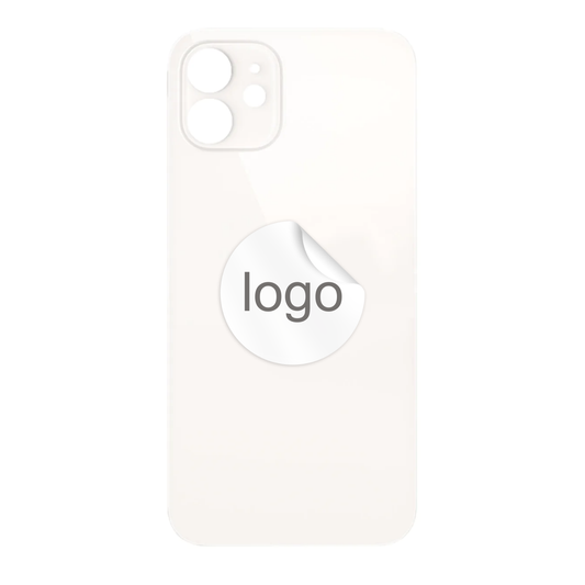 Vitre Arrière iPhone 12 mini Blanc (Grand Trou) avec Logo