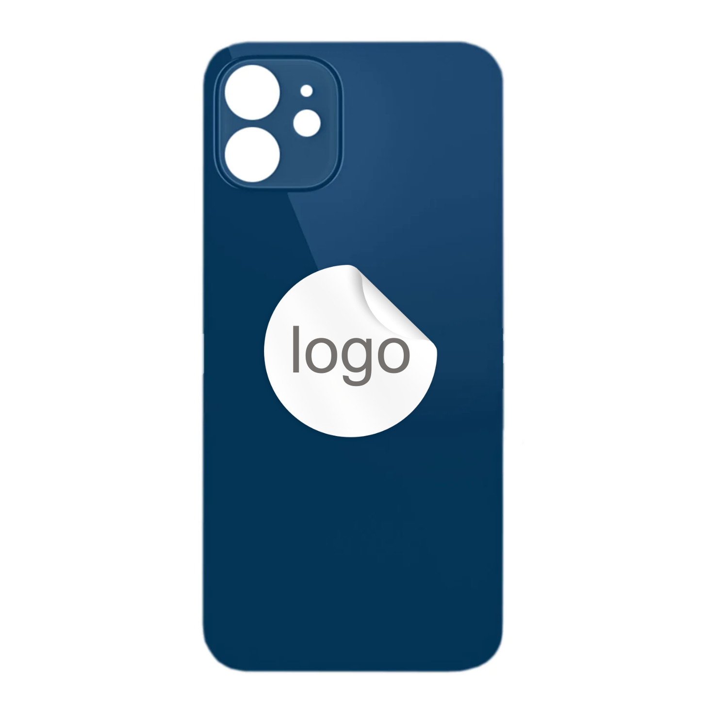 Vitre Arrière iPhone 12 mini Bleu (Grand Trou) avec Logo