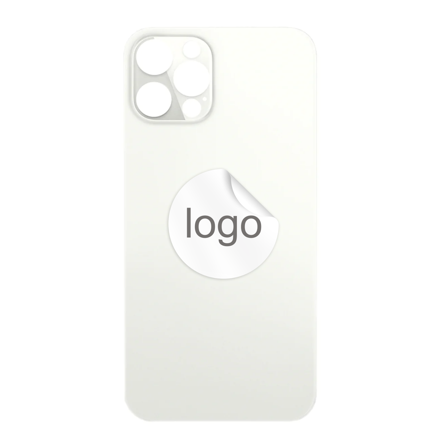Vitre Arrière iPhone 12 Pro Blanc Argent (Grand Trou) avec Logo