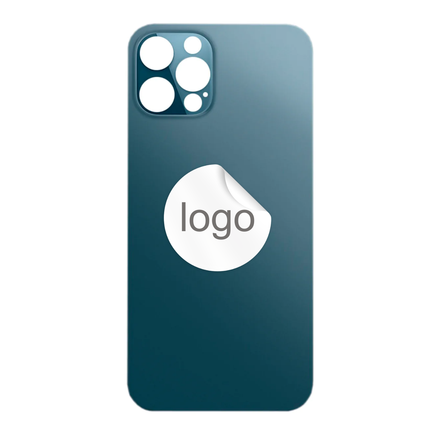 Vitre Arrière iPhone 12 Pro Bleu Pacifique (Grand Trou) avec Logo