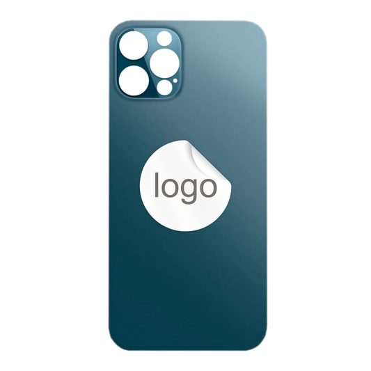 Vitre Arrière iPhone 12 Pro Bleu Pacifique (Grand Trou) avec Logo