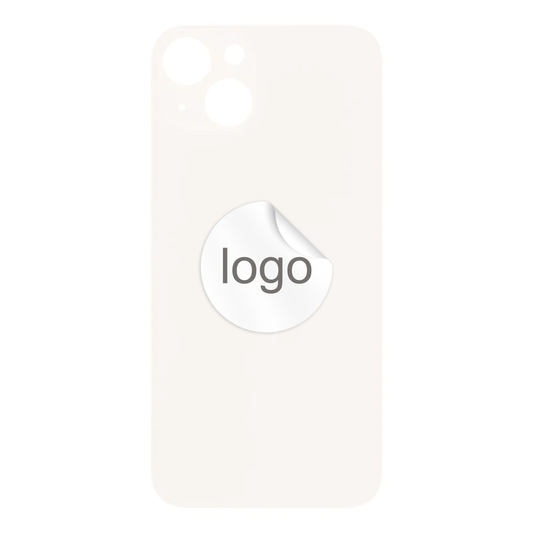 Vitre Arrière iPhone 13 Blanc Lumière Stellaire (Grand Trou) avec Logo