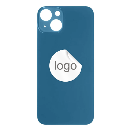 Vitre Arrière iPhone 13 Bleu (Grand Trou) avec Logo
