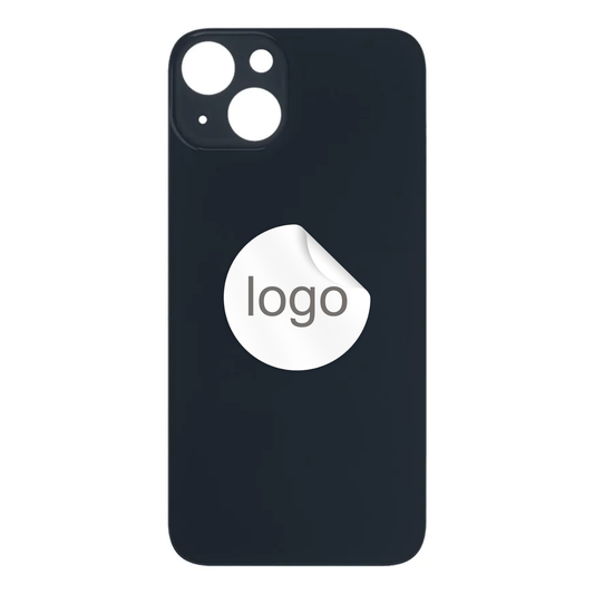 Vitre Arrière iPhone 13 Noir Minuit (Grand Trou) avec Logo