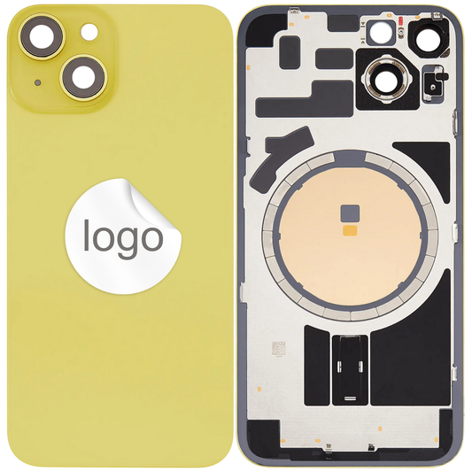 Vitre Arrière iPhone 14 Jaune Assemblée avec Logo