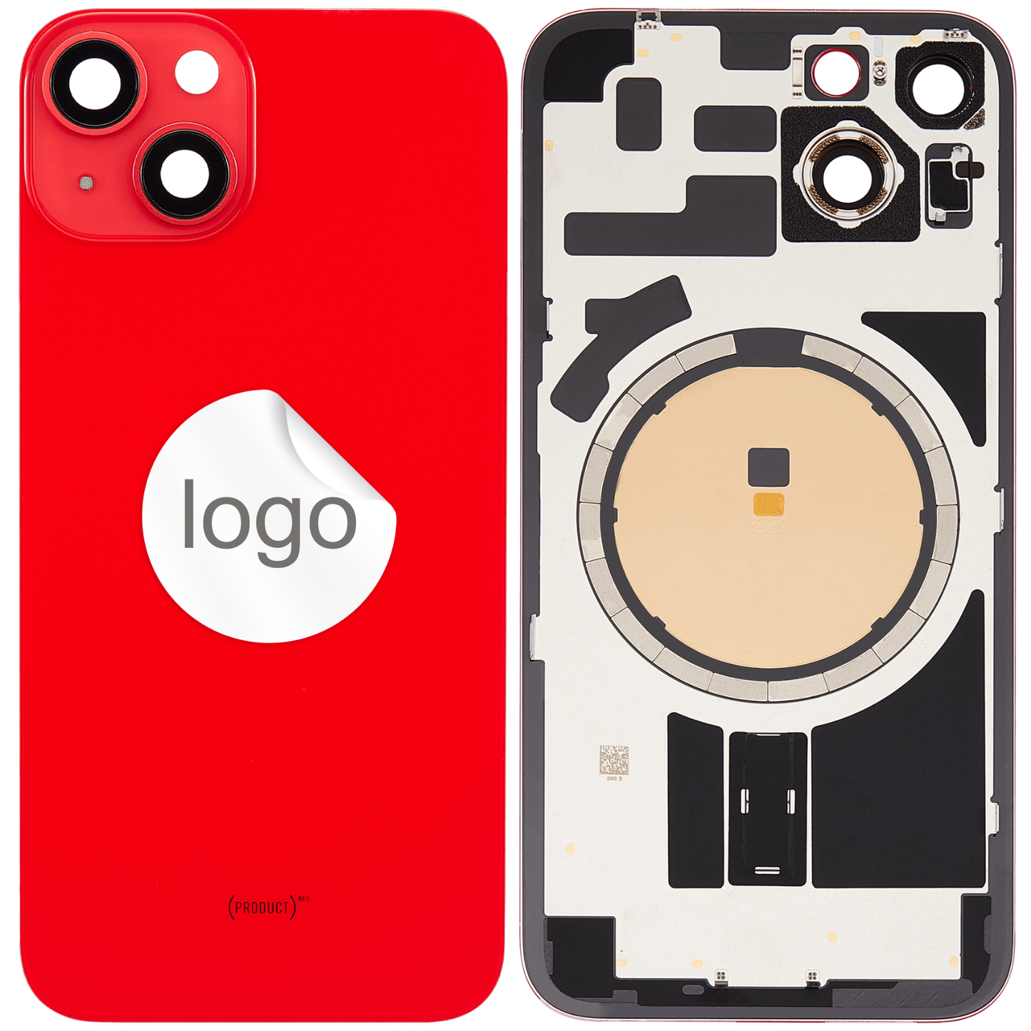 Vitre Arrière iPhone 14 Rouge Assemblée avec Logo