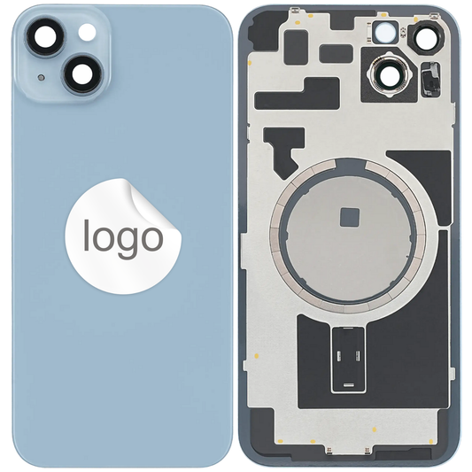 Vitre Arrière iPhone 14 Plus Bleu Assemblée avec Logo