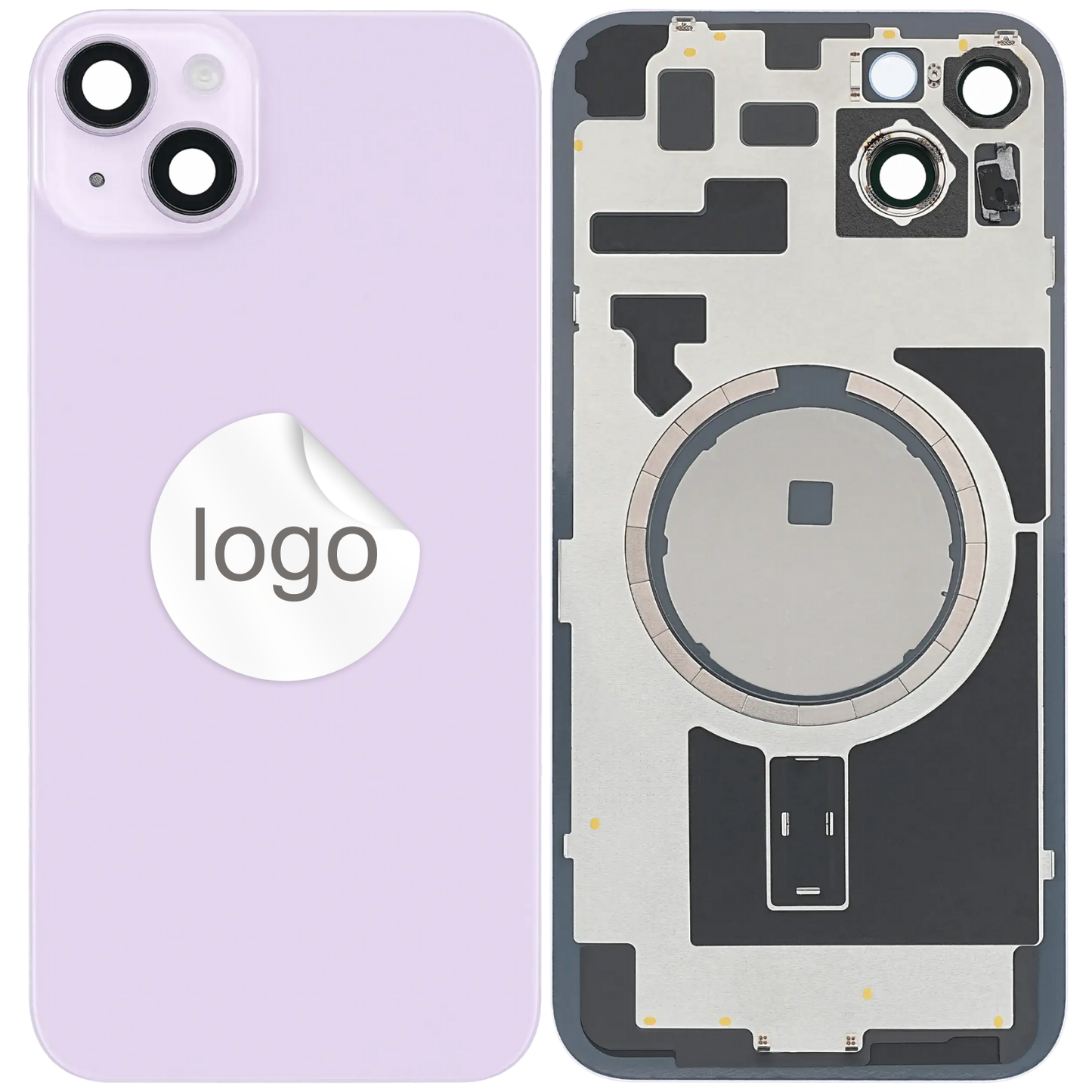 Vitre Arrière iPhone 14 Plus Mauve Assemblée avec Logo