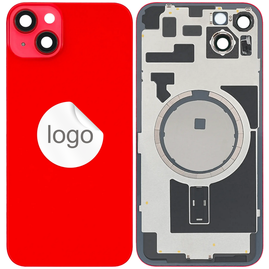 Vitre Arrière iPhone 14 Plus Rouge Assemblée avec Logo