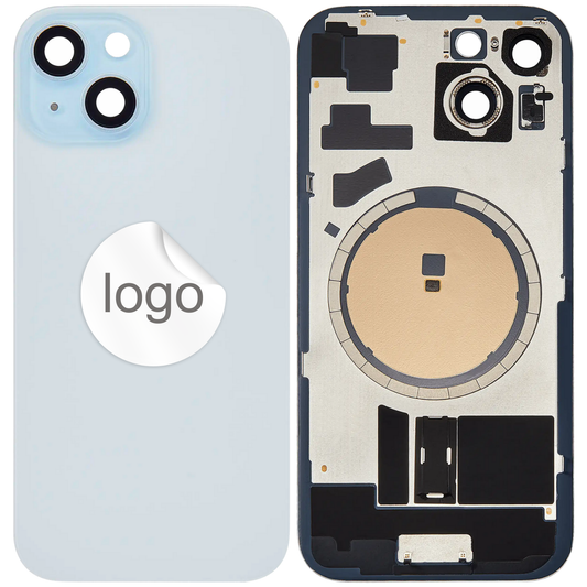 Vitre Arrière iPhone 15 Bleu Assemblée avec Logo