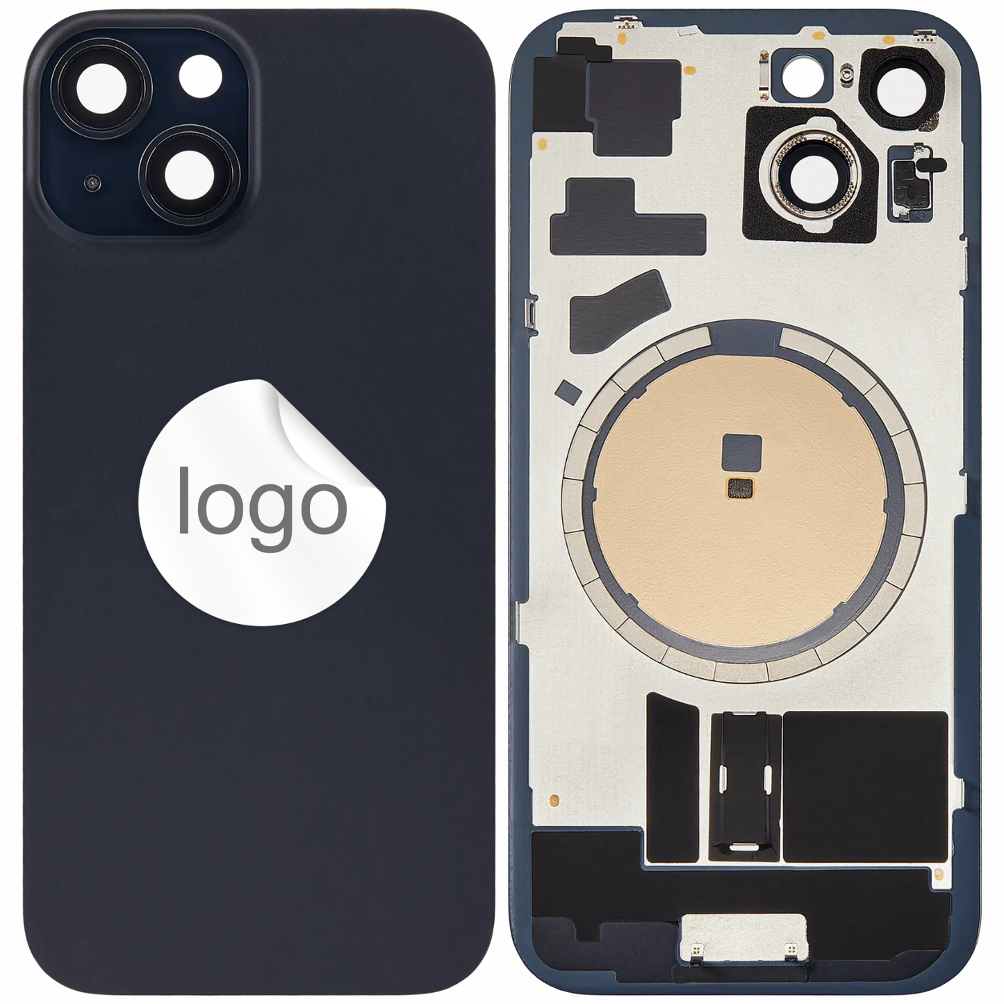 Vitre Arrière iPhone 15 Noir Assemblée avec Logo