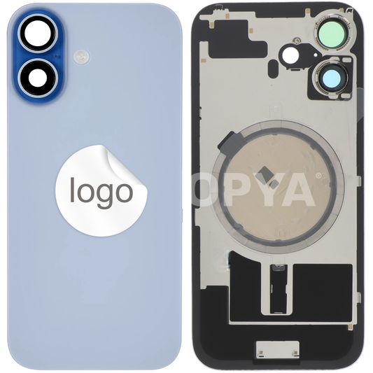 Vitre Arrière iPhone 17 Brume Bleu Assemblée avec Logo