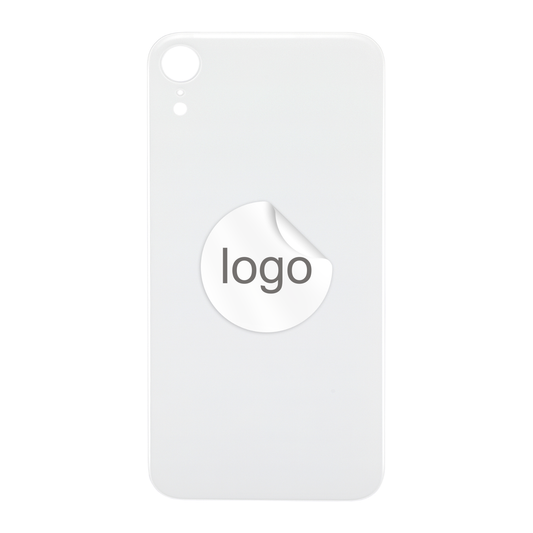 Vitre Arrière iPhone XR Blanc (Grand Trou) avec Logo