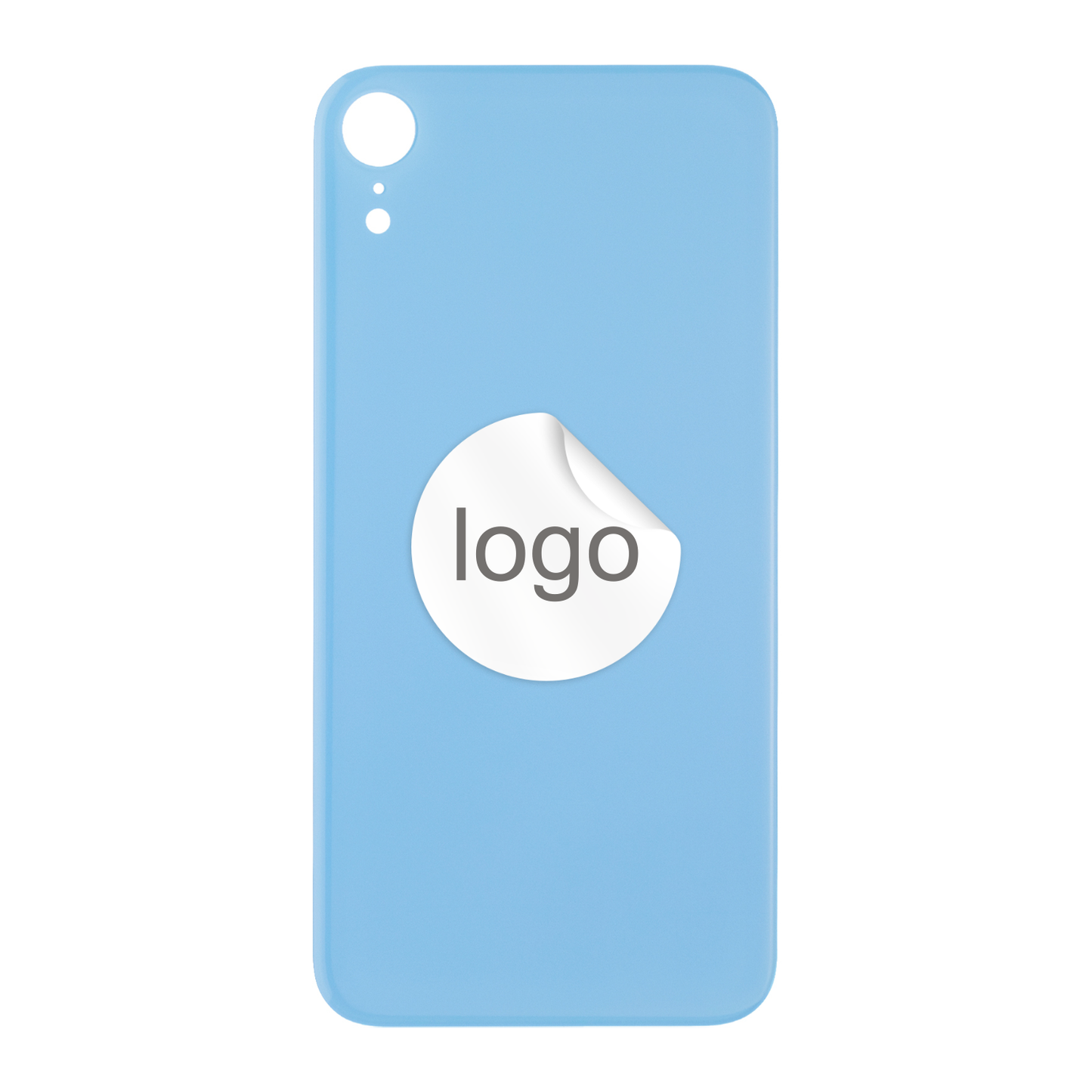 Vitre Arrière iPhone XR Bleu (Grand Trou) avec Logo
