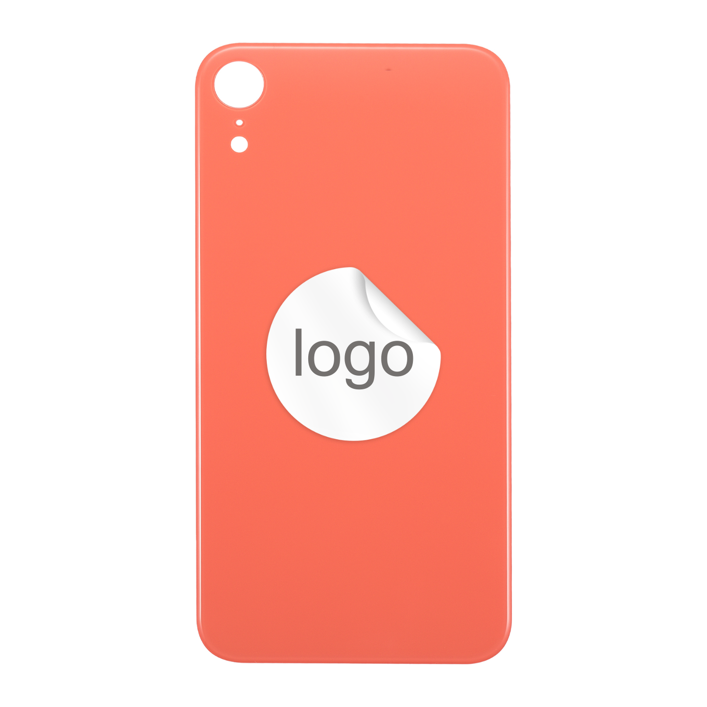 Vitre Arrière iPhone XR Orange Corail (Grand Trou) avec Logo
