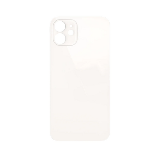 Vitre Arrière iPhone 12 Blanc (Grand Trou) avec Logo