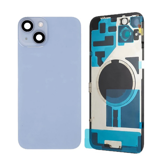 Vitre Arrière iPhone 14 Bleu Assemblée avec Logo
