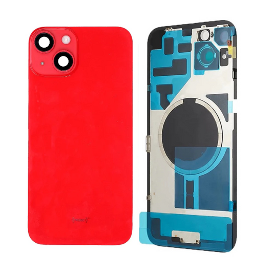 Vitre Arrière iPhone 14 Plus Rouge Assemblée avec Logo