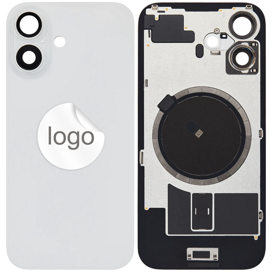 Vitre Arrière iPhone 16 Blanc Assemblée avec Logo
