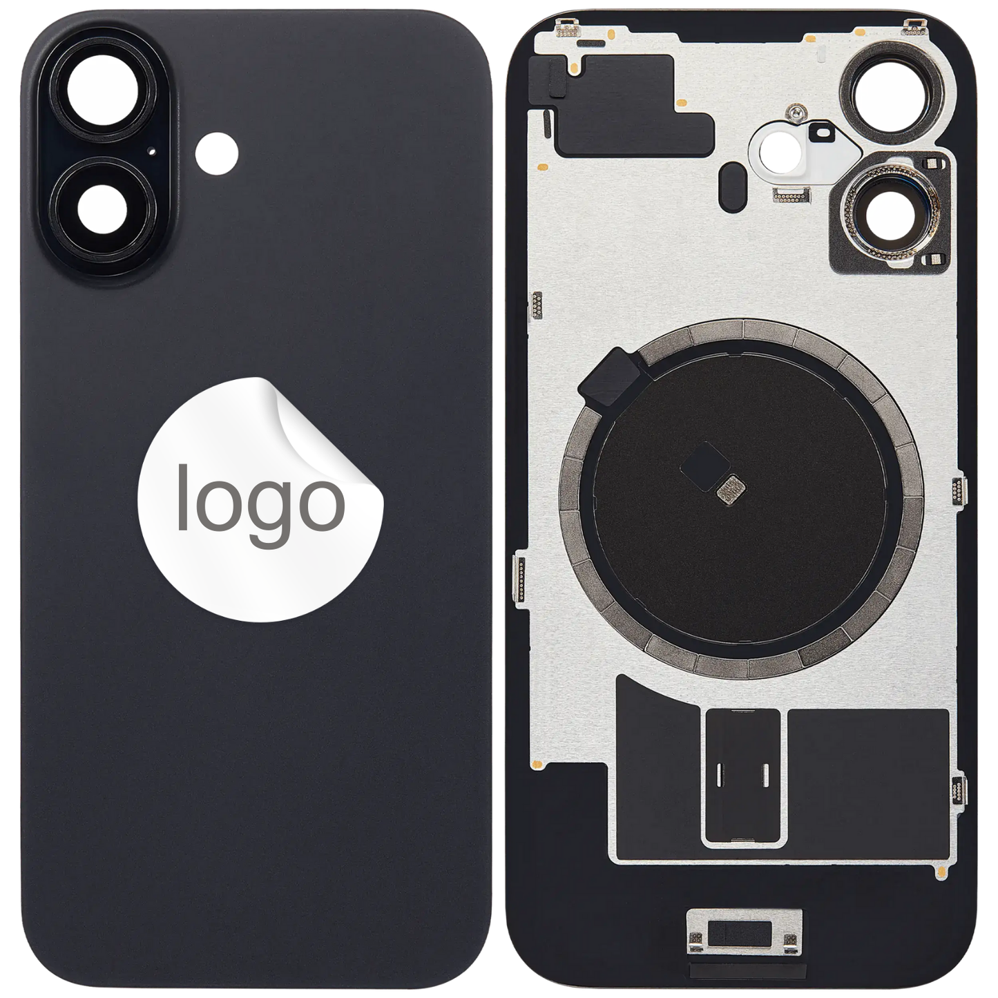 Vitre Arrière iPhone 16 Noir Assemblée avec Logo