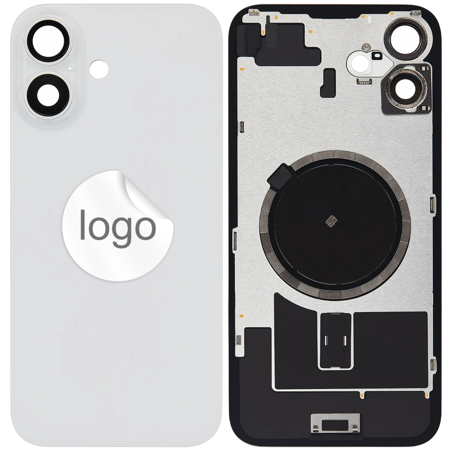 Vitre Arrière iPhone 16 Plus Blanc Assemblée avec Logo