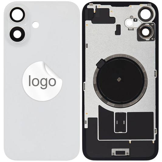 Vitre Arrière iPhone 16 Plus Blanc Assemblée avec Logo