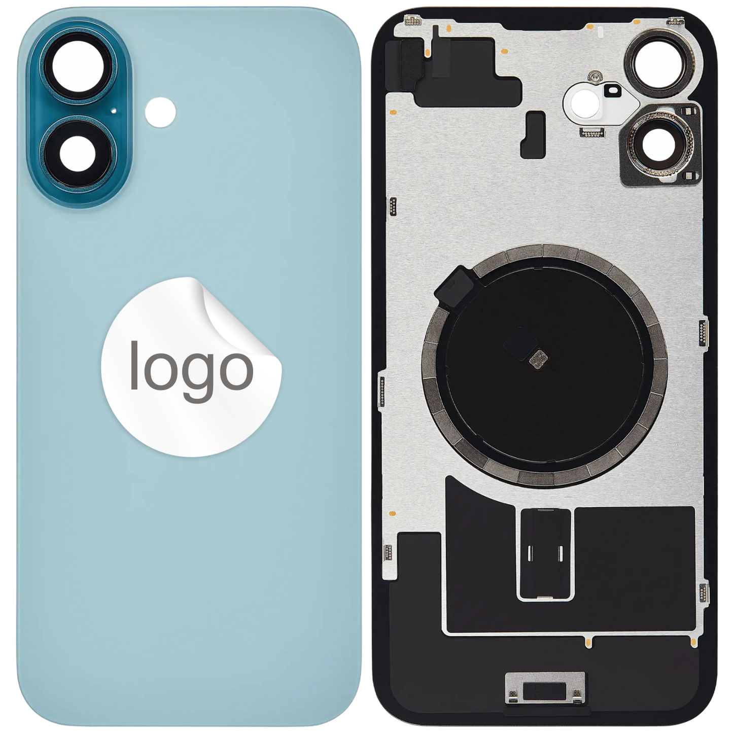 Vitre Arrière iPhone 16 Plus Vert Sarcelle Assemblée avec Logo