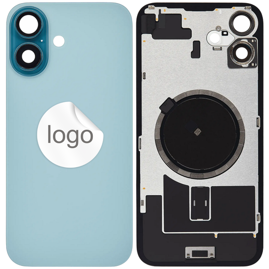 Vitre Arrière iPhone 16 Plus Vert Sarcelle Assemblée avec Logo