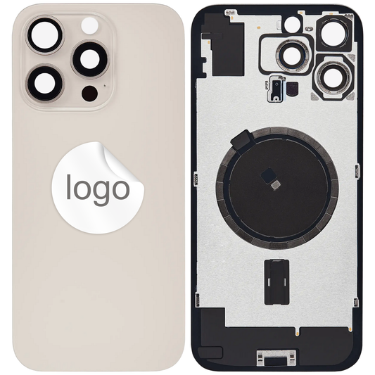 Vitre Arrière iPhone 16 Pro Max Titane Sable Assemblée avec Logo